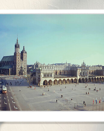 Fotografia z passe-partout; Rynek Główny w Krakowie, fotografia kolorowa, Galeria LueLue
