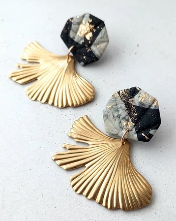 Kolczyki Gingko z mosiężnym miłorzębem, Hellaclay