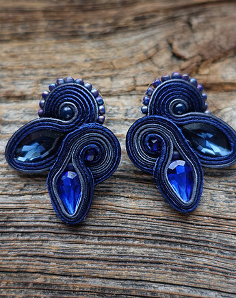 Granatowe kolczyki sutasz, Mró Soutache