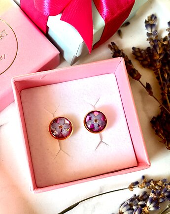 Kolczyki niezapominajki na różu, Frant Art Jewellery