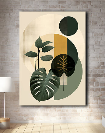 Geometryczne monstery - Obraz na płótnie - Druk, Blejtrama - Loft #66, Black Sapphire Art