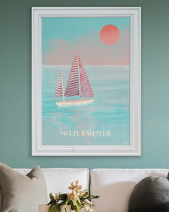 Morze Bałtyckie - plakat 50x70 cm - łódka  żaglówka, minimalmill