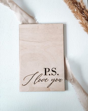 Drewniana kartka na Walentynki - P.S. I love you, Winietka dekoruje