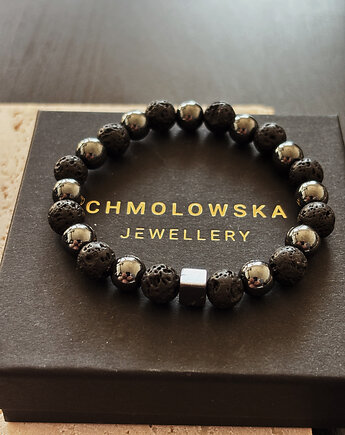 Bransoletka męska Lawa i Hematyt, Chmolowska Jewellery