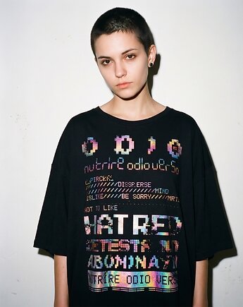 T-shirt HATE / glitch print, ODIO TEES