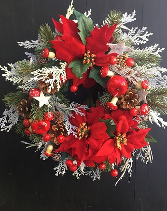 Wianek bożonarodzeniowy czerwona poinsettia, EsyFloresy