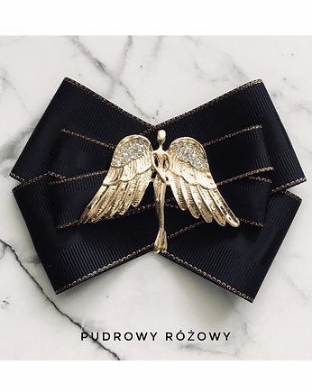 Brosza  z Aniołem z kryształkami NEW Święta Mikołajki, Pudrowy Różowy