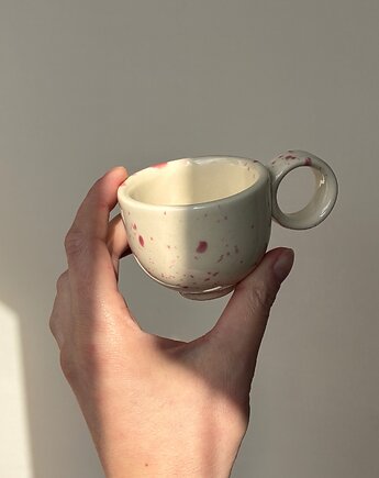 Filiżanka espresso 60ml [różowe ciapki] retro vintage, FORMY PROSTE