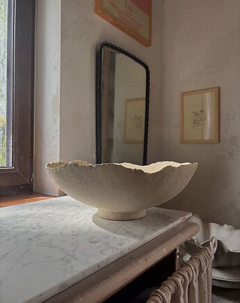 Ceramiczna Rustykalna Misa Handmade XXL na  Owoce Beżowa Surowa, Maison Fragile