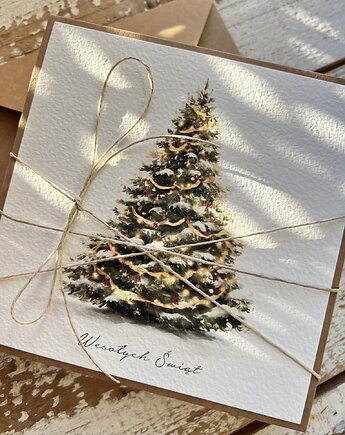 Kartka świąteczna ręcznie robiona na Boże Narodzenie choinka BN, sorte