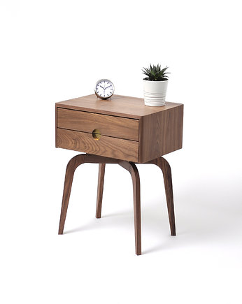Szafka nocna z dwiema szufladami. Mid Century, Pokojscy Studio