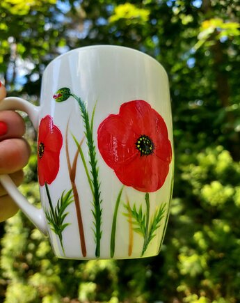 Kubek ręcznie malowany Maki, wzór  B, Edyta Tobiasz Art