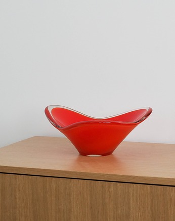 Patera czerwona, szkło Murano, włoski design, lata 60, produkcja: Włochy, Przetwory design