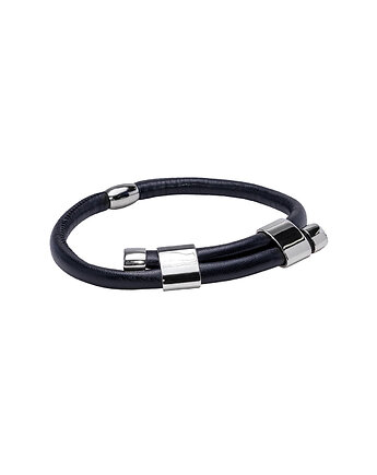 Regulowany choker z czarnej skóry i błyszczącej stali, moora