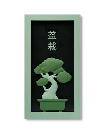 Ręcznie robione zielone bonsai 3D dekoracja ścienna, Dynia Studios