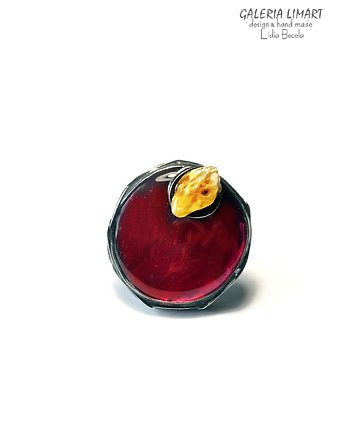 Rubinowy pierścień Magiczny ze szkła ręcznie przetopionego PREZENT  handmade, Galeria Limart