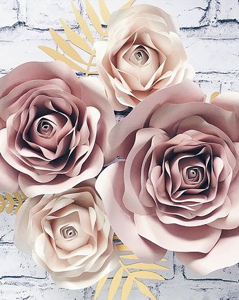Kwiaty na ścianę 3D - papierowe róże NUDE, So cute So lovely