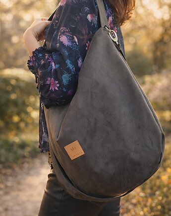 Duża torba worek z eko zamszu Khaki, sabi tatka