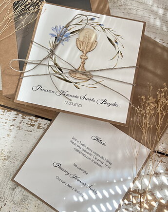 Wyjątkowa kartka na komunię dla dziewczynki, chłopca, sorte