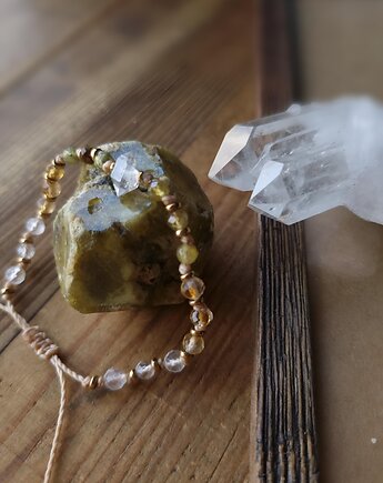 Bransoletka Herkimer, Granat Grossular, Cytryn, Kryształ Górski, Moon Spirit Stones