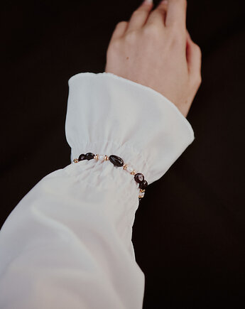 Ciężka bransoleta z ganatów i pereł, Okruszek Biżuteria