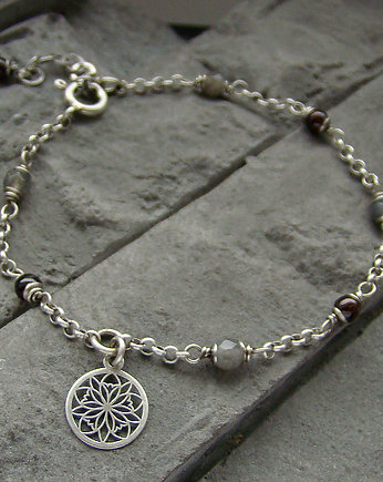 Labradoryt i granat - bransoletka, RayOfArt