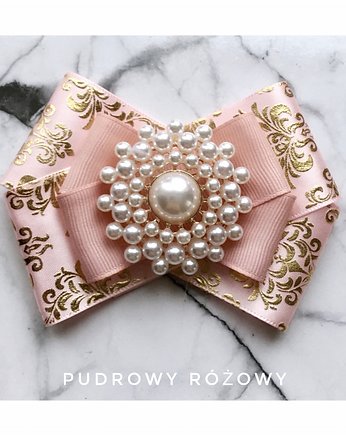 Brosza  w stylu glamour z perłami  NEW Mikołajki Święta, Pudrowy Różowy