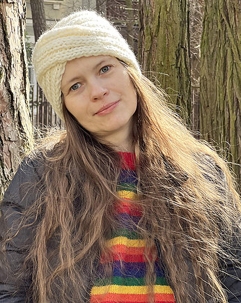 Opaska wełniana kremowa, Made by Jaga