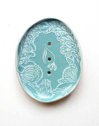 Mydelniczka ceramiczna z delikatnym, koronkowym wzorem, Ryte Gary