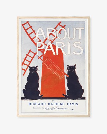 PLAKAT z kotami, prezent dla kociary, vintage Paris, black dot studio