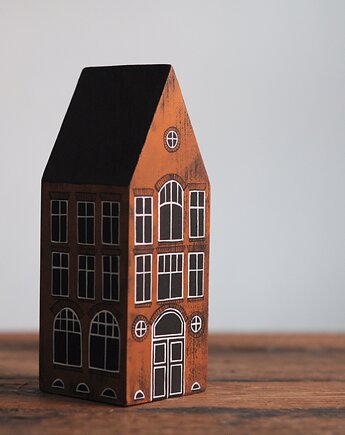 Drewniany DOMEK dekoracyjny ręcznie malowany, anamarko