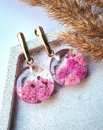 Kolczyki z suszonymi kwiatami różowej gipsówki, Kwiat Paproci