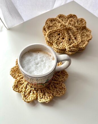 Podkładki antyczne złoto kwiaty pod duże kubki, GANGSTA KNIT
