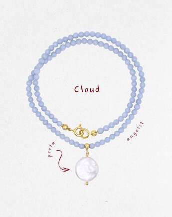 Naszyjnik RHEI z kamieni naturalnych Niebieski Angelit Perła Polska Marka, RHEI