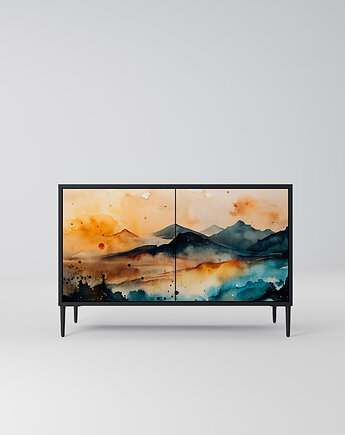 OMINOUS MOUNTAINS Komoda 2-drzwiowa korpus Czarny Noga szpilka czarna, SPACEREBELS