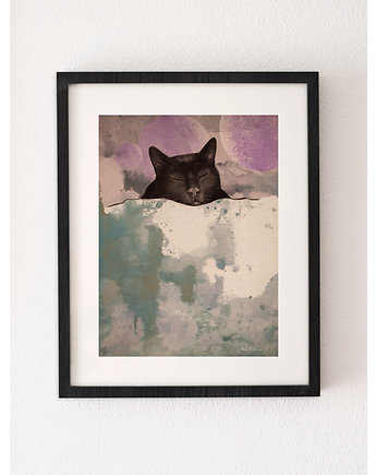 O czym śnią koty?, autorski plakat, sygnowany, Anna Polońska