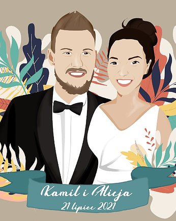 Plakat Portret ślubny, dla par, rodzinny + wydruk A3, landart
