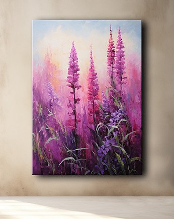 Kwiaty - Plakat - Olej, Boho, Abstrakcja, Black Sapphire Art