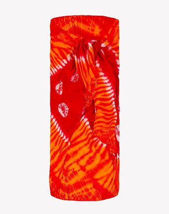 Pareo plażowe damskie narzutka czerwono-pomarańczowa, ALLORA BE UNIQUE