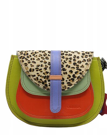 Torebka damska na ramię skórzana pojemna kolorowa ze skrawków eko OLIVKA, Olivka Warsaw