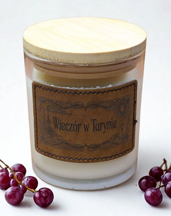 Wieczór w Turynie 250g - świeca sojowa z grawerowaną skórzaną etykietą, Luscento