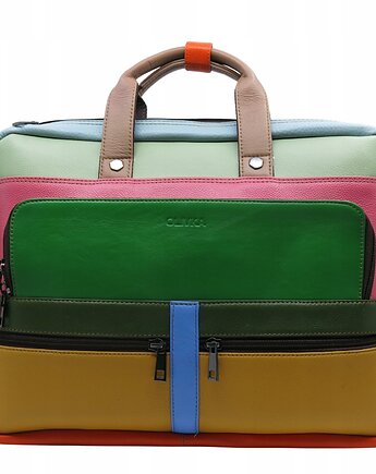 Aktówka torba na laptopa skórzana rączki regulowany pasek kieszenie OLIVKA, Olivka Warsaw