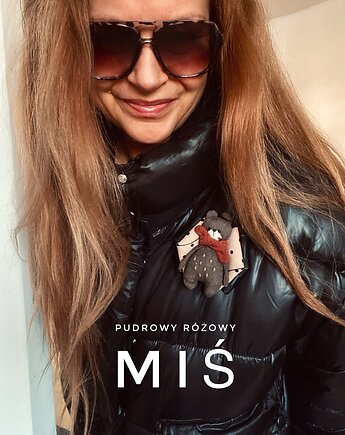 Artystyczna Brosza z niesamowitym Misiem! Pop Art  MIŚ, Pudrowy Różowy