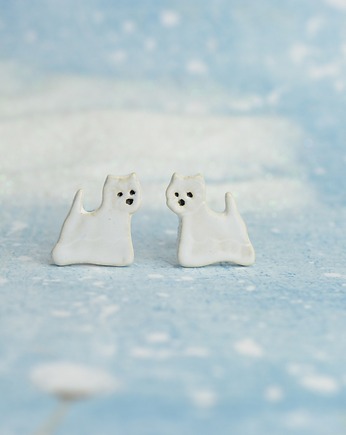 West westie mini pieski- ceramiczne kolczyki, Dorca