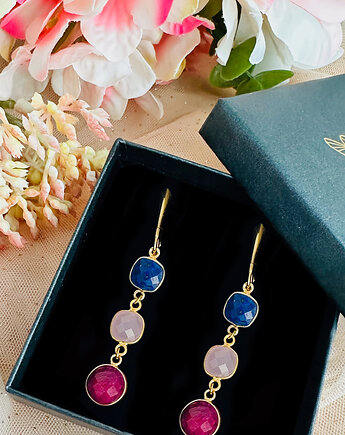 COLORS - kolczyki kamienie szlachetne srebro pozłacane, Anemon Atelier