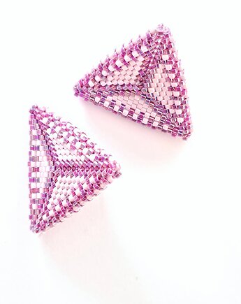 Kolczyki Trójkątne Sztyfty "Malinowa Chmurka", Bead Wonderful