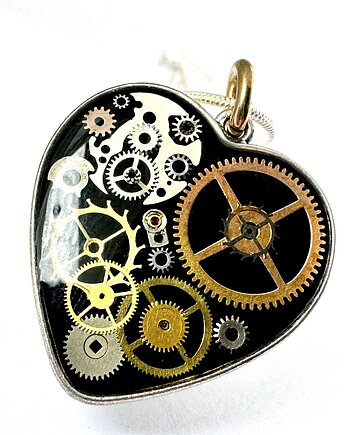 Wisior silver Heart (Black) IV, DROBINY CZASU