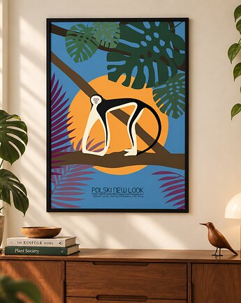 Plakat Fine Art giclee Gibon czarny. Polski New Look, ma illustories