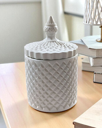 Świeca sojowa w pojemniku gipsowym SIMPLE WHITE, inspirowana la vie est belle, Oyka Candle