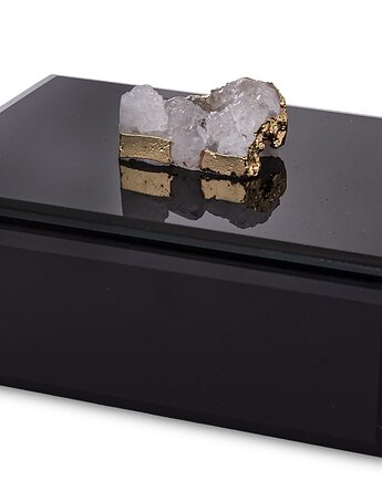 Szkatułka szklana na biżuterię 16x12x6 cm DEKOR AGAT czarna, MIA home